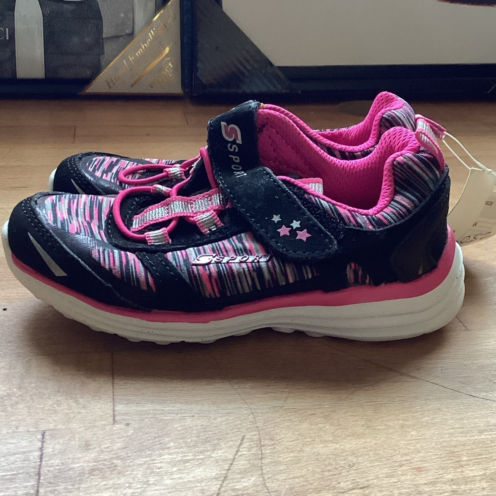 Sport by Skechers  Kids Sneakers - Black and Pink Stripes